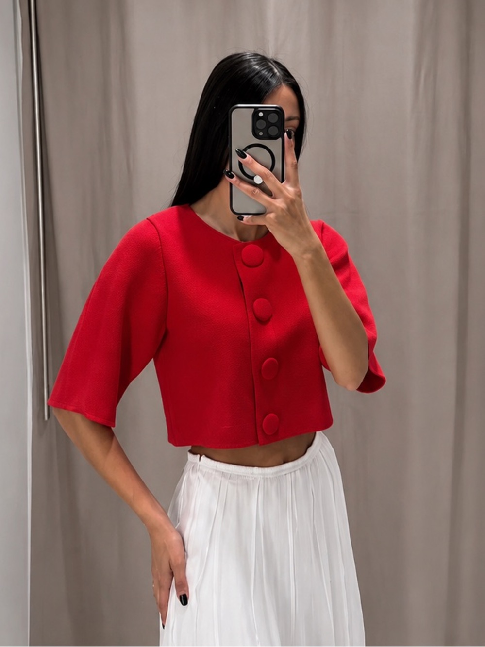 ZARA BNWT CROPPED KNIT JACKET. RED 6771/015